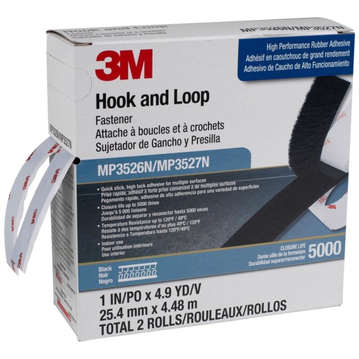 3M Scotchmate Hook & Loop Fastening System - Black, 1" x 4.9 Yards