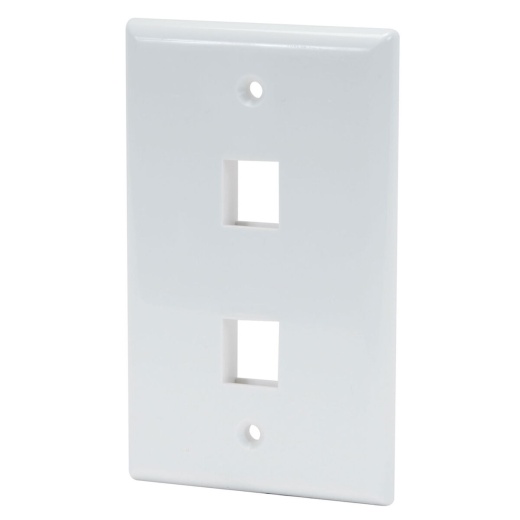 Audtek Keystone Wall Plate Single Gang 2-Port White