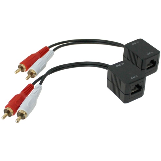 RCA Audio Set L/R Stereo Extender Over Ethernet Cable (Up To 250 Ft.)