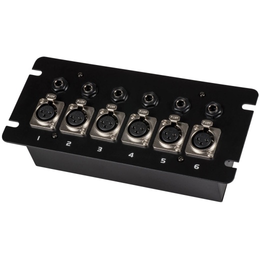 Floor / Surface Mount Stage Box with Six XLR Female and Six 1/4" TRS Female Jacks