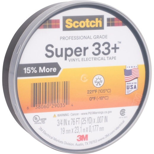 3M Scotch Super 33+ Electrical Tape 3/4" X 76 Ft