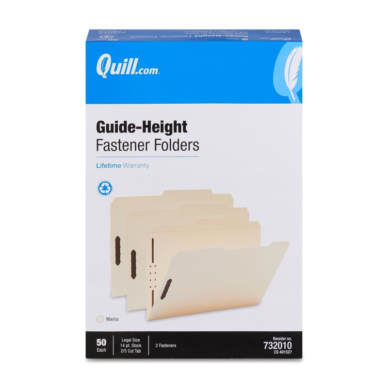 Quill Brand® 2-Fastener Legal Size Folders, Manila, 50/Box (732010)