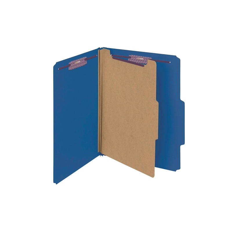 Smead Classification Folders With Safeshield Fasteners, 2" Expansion, Letter Size, 1 Divider, Dark Blue, 10/Box (13732)