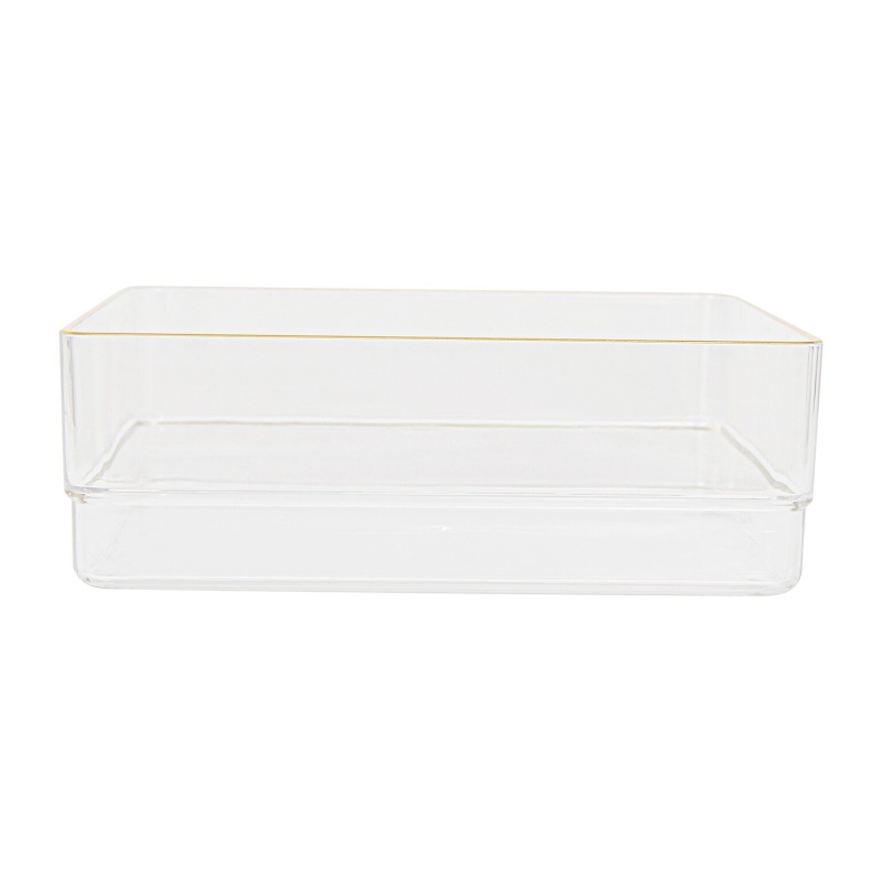 Martha Stewart Kerry Plastic Stackable Office Desk Drawer Organizers, Set of 8, with Gold Trim