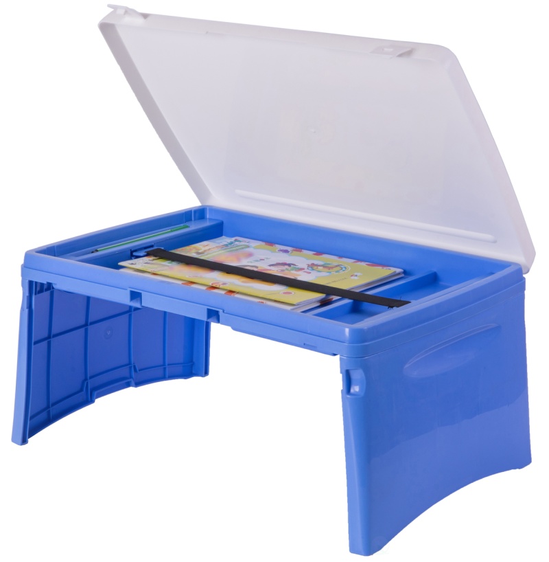 Blue And White Kids Portable Fold-Able Plastic Lap Tray