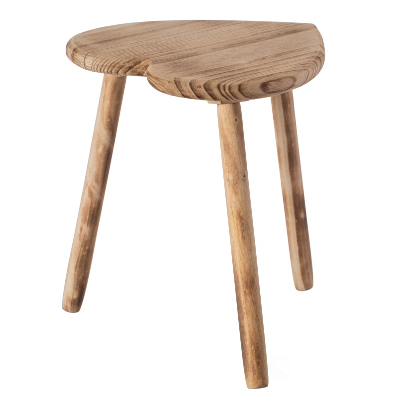 Heart Shaped Natural Wooden Accent Stool