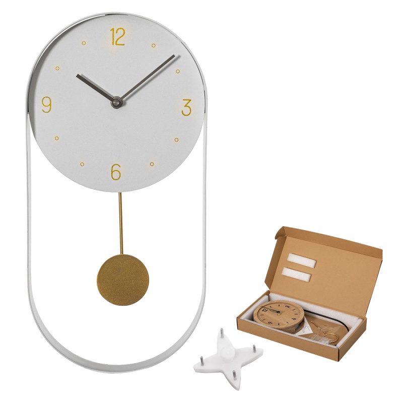 Clockswise 16-Inch Decorative Wall Clock Step Movement Mechanism Metal Frame Dial And Pendulum Design Battery-Operated Timepiece For Living Room Hallway Or Office déCor