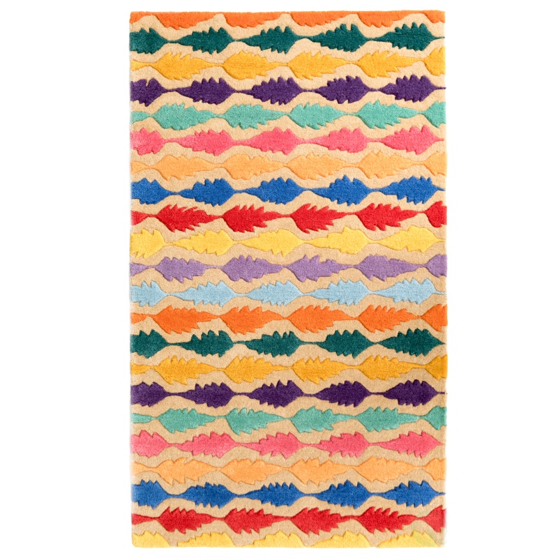 Handtufted Multicolored Leaf Design 100% Wool Area Rug, 3' X 5' Rectangle