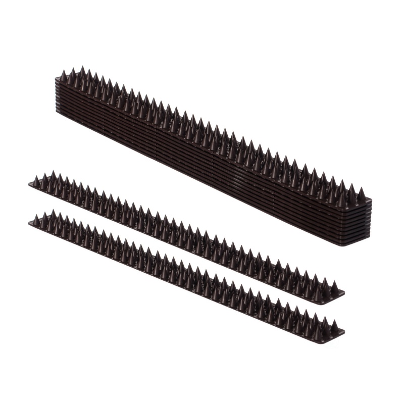 Pack Of 10 Plastic Bird Deterrent Spikes For Birds, Pigeon, Squirrel, Raccoon, Crow, And Cat Anti-Climb Strips To Deter Theft - Suitable For Wall, Windowsill, Railing, Fence, And Roof - Grey