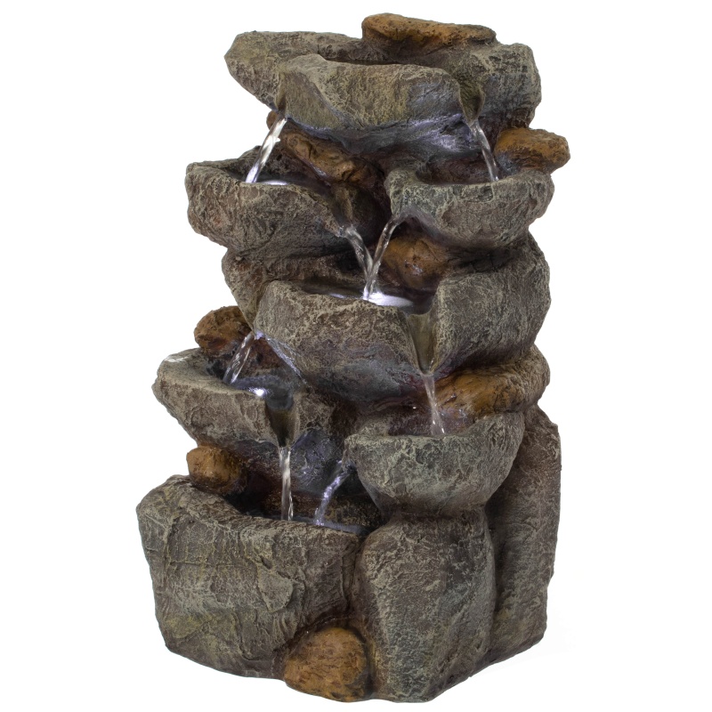 Decorative Rock Look Water Fountain With LED Lights