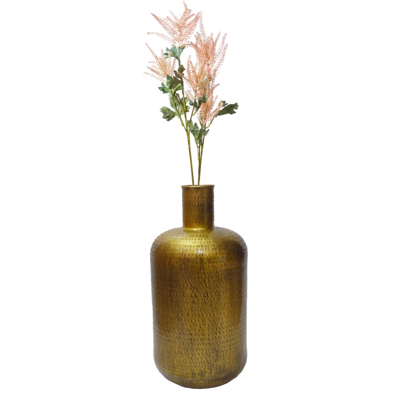 Antique Gold Metal 26 In Tall Floor Bottle Shape Vase For Entryway, Living Room, Or Dining Room, Decorative, Tall, Home Decor, Classic Design, Living Room Centerpiece, Gold Finish, Unique Floor Accent