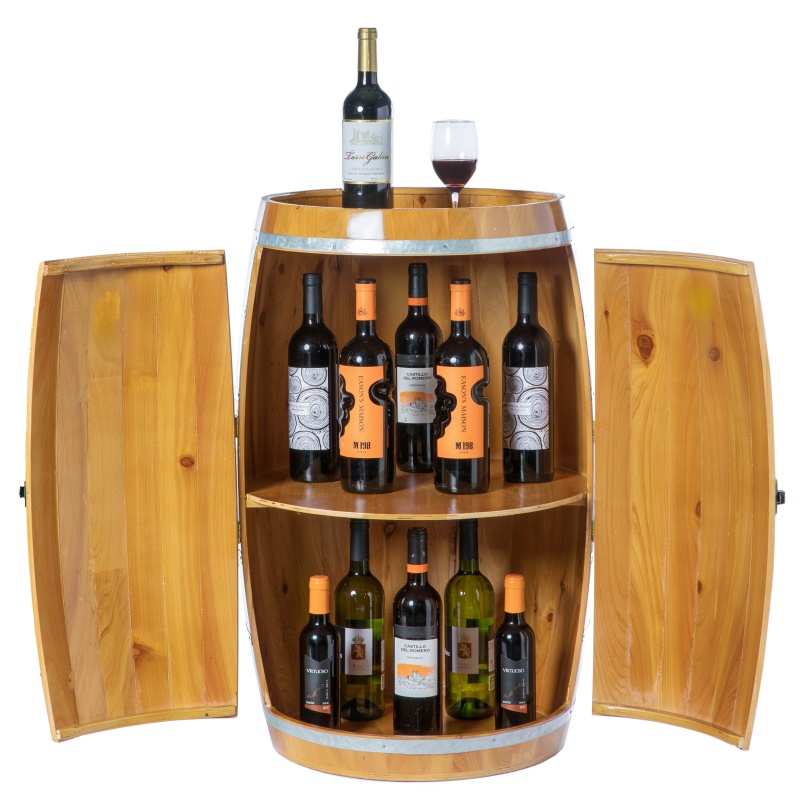 Wooden Wine Barrel Shaped Wine Holder