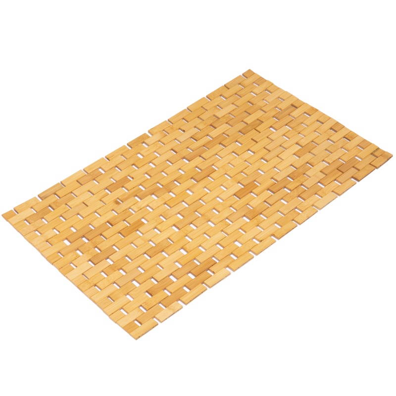Basicwise Foldable Bamboo Bathroom Mat - Non-Slip Design For Showers, Bathtubs, Spas, And Pools - Providing Comfort, Quick Drying, And A Practical Accessory And Decorative Element For Your Home