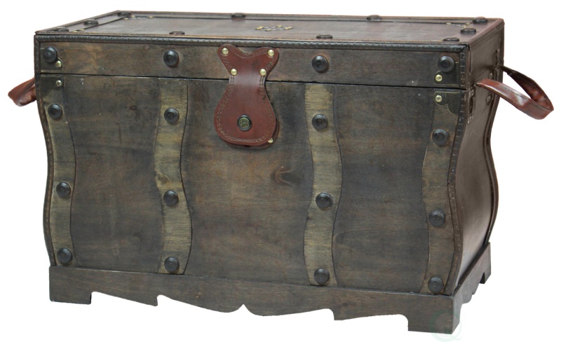Antique Style Distressed Wooden Pirate Treasure Chest