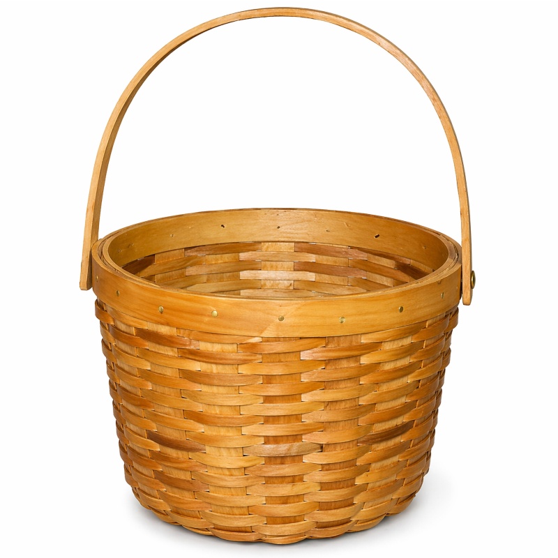 Vintiquewise Small Apple Picking Basket With Handle, Woven Wood Fruit Basket, Decorative Farmhouse Basket For Storage, Gifts, Fall Decor, And Seasonal Display