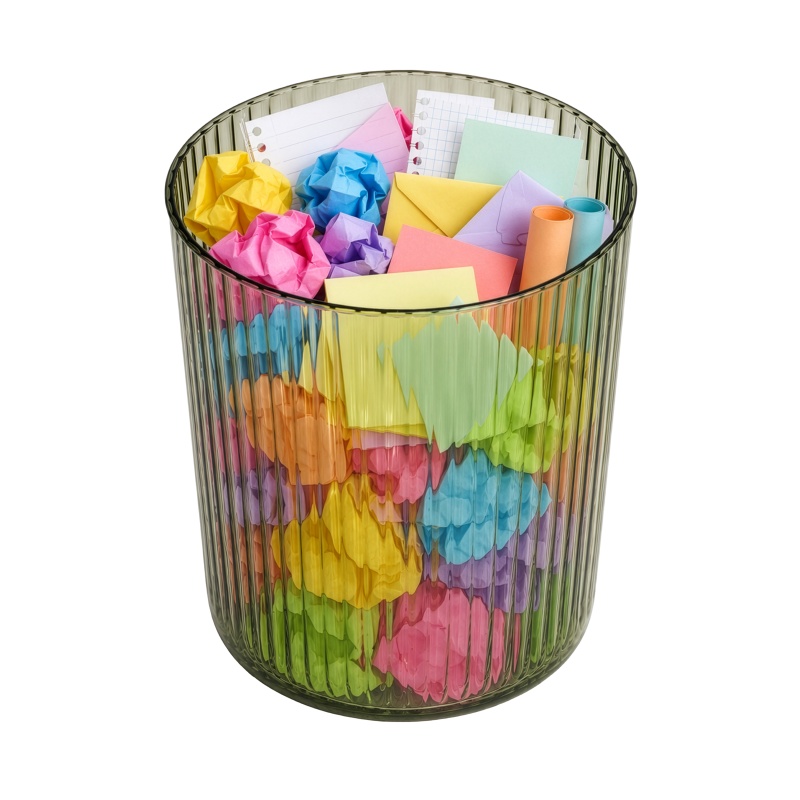 Basicwise Modern Plastic Waste Bin, Small Trash Can For Home Office