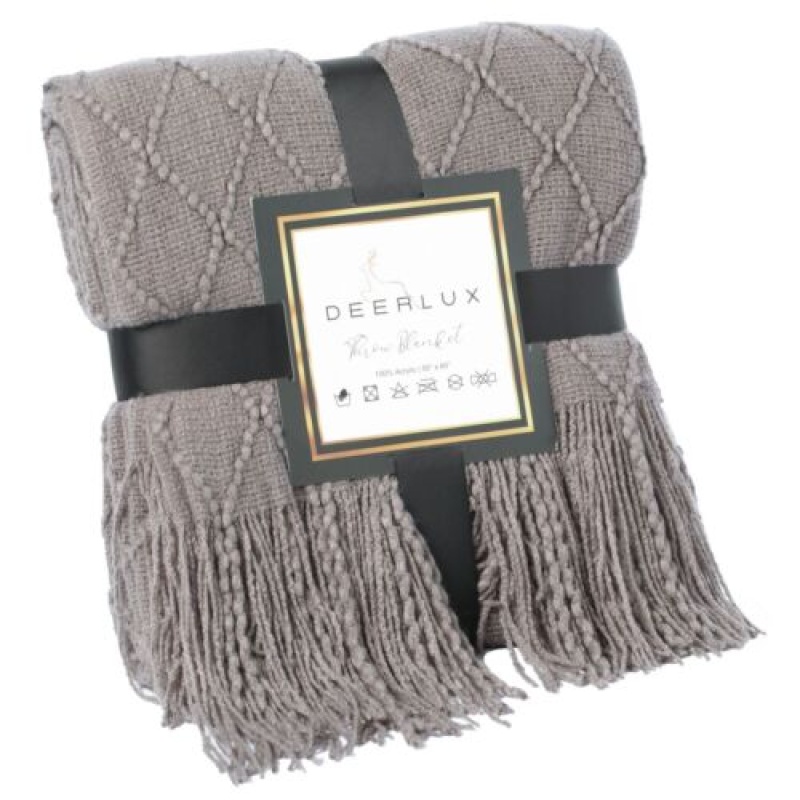 Decorative Throw Blanket - 50X60in Soft Knit With Delightful Fringe Edges For A Sophisticated And Cozy Touch To Your Living Space Lightweight, Breathable, Easy Care, Versatile, All-Season, Ideal For Lounging, Gifting