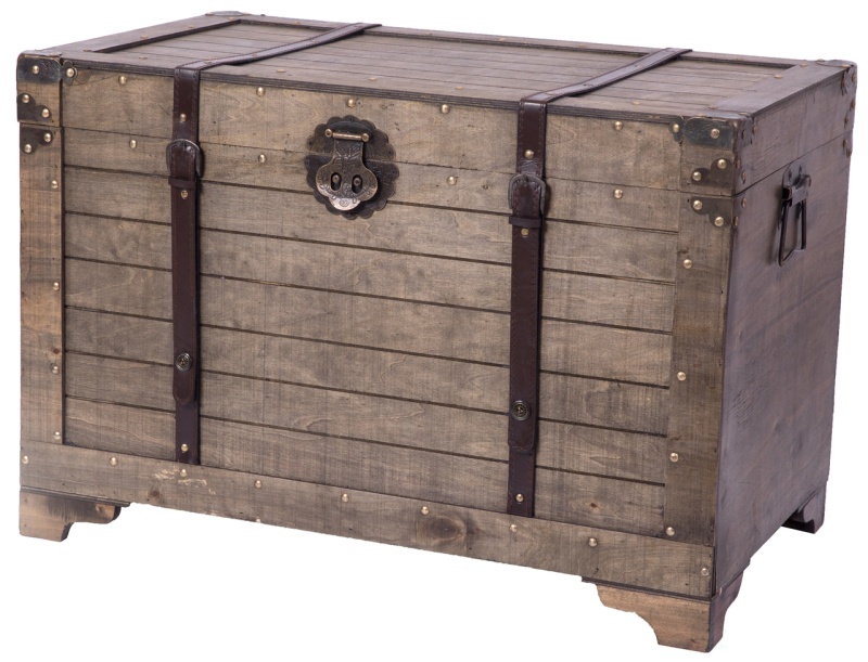 Old Fashioned Large Natural Wood Storage Trunk And Coffee Table