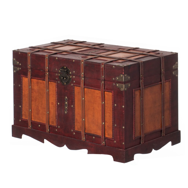 Large Antique Style Steamer Trunk-Decorative Storage Box