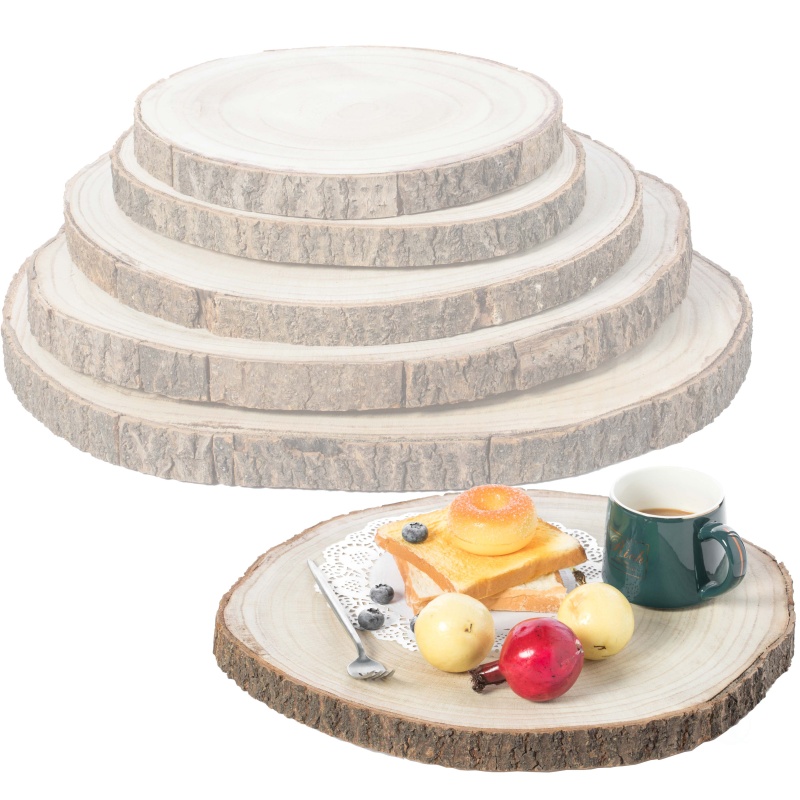 Barky Natural Wood Slabs Rustic Ornament Slice Tray Table Charger