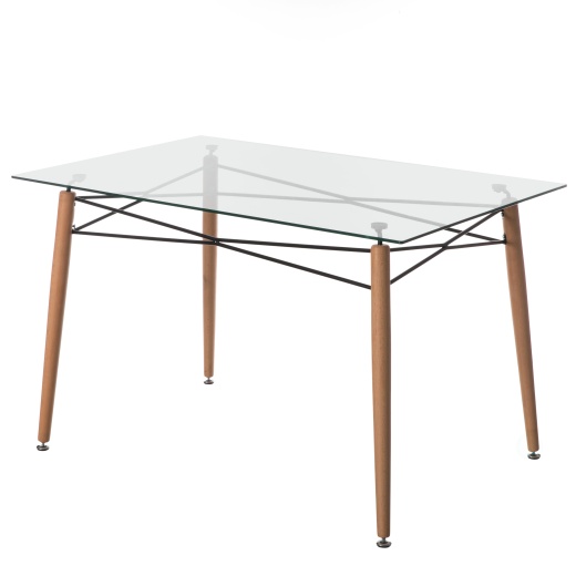 Rectangle Clear Glass Top Accent Dining Table with Metal Frame Solid ...