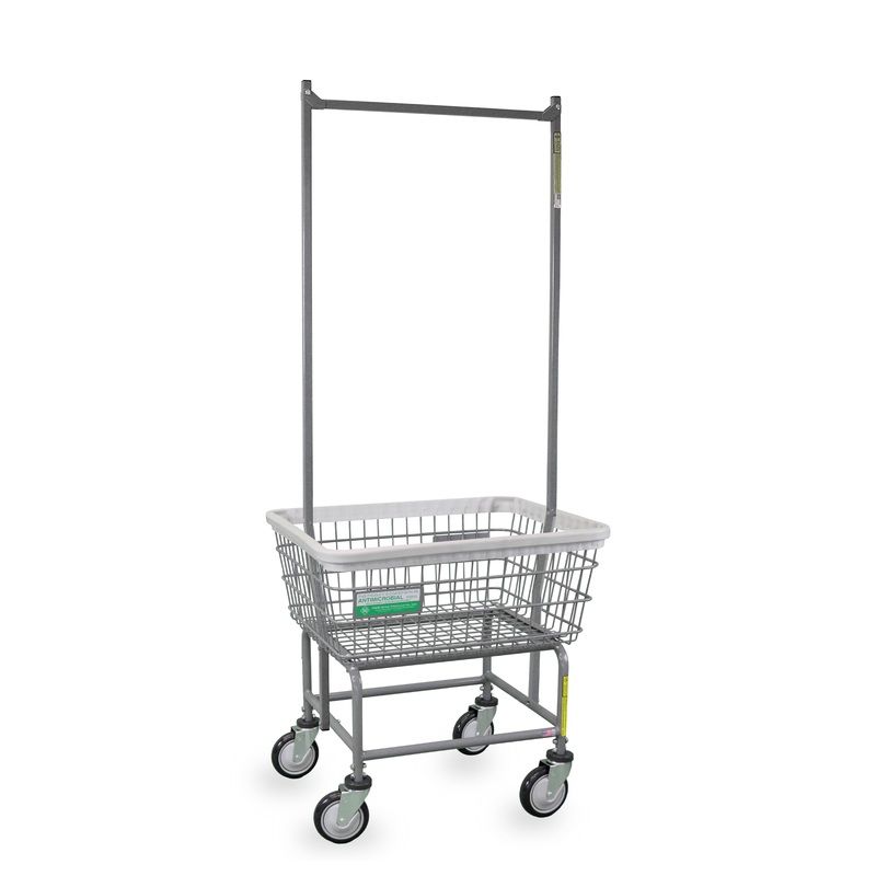 Antimicrobial Laundry Cart W/ Double Pole Rack