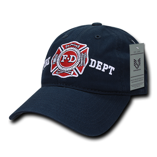 Relaxed Cotton Caps, Fire Dept, Navy