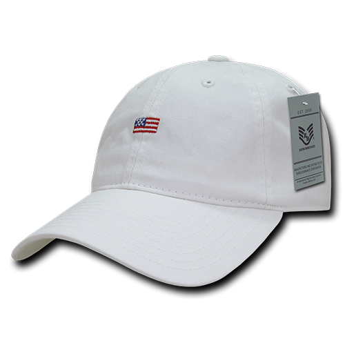 Relaxed Graphic Cap, Small Usa Flag, Wht