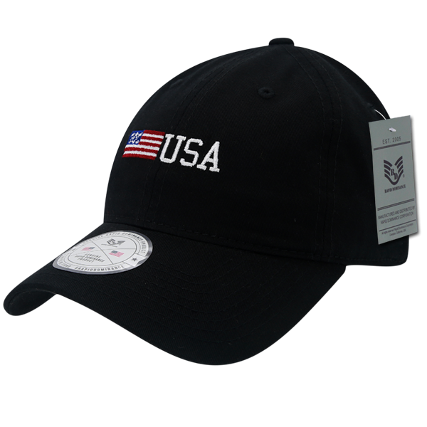 Relaxed Graphic Cap, Side Us Flag, Black
