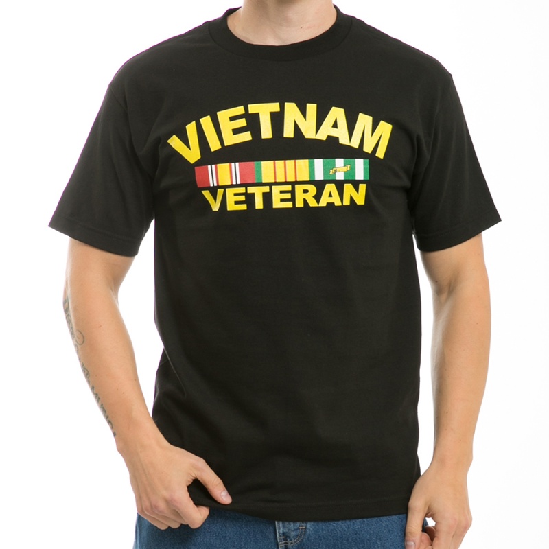 Classic Milit T's, Vietnam Vet, Black, m