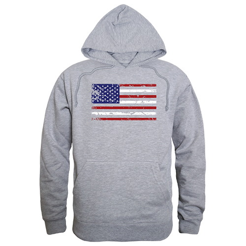 Graphic Pullover, Us Flag, H.Grey, Xl