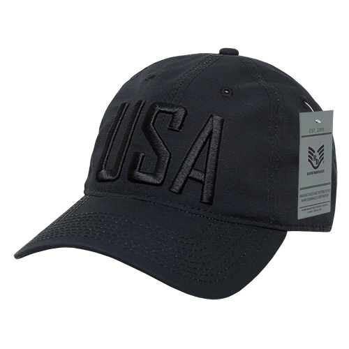 Relaxed Ripstop Cap, Usa Text, Black