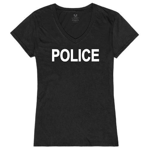 Graphic V-Neck, Police, Black, 2x