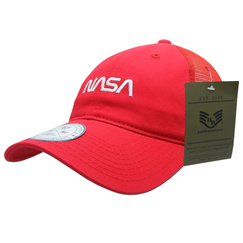Nasa Relaxed Trucker Caps, Worm, Red