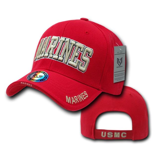 The Legend Military Cap,Marine Text, Red