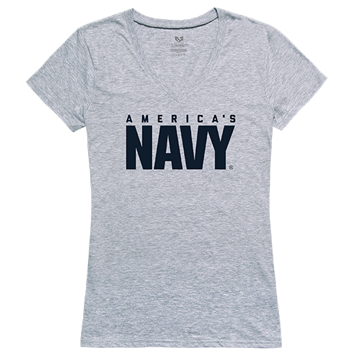 Graphic V-Neck, Us Navy, H.Grey, l