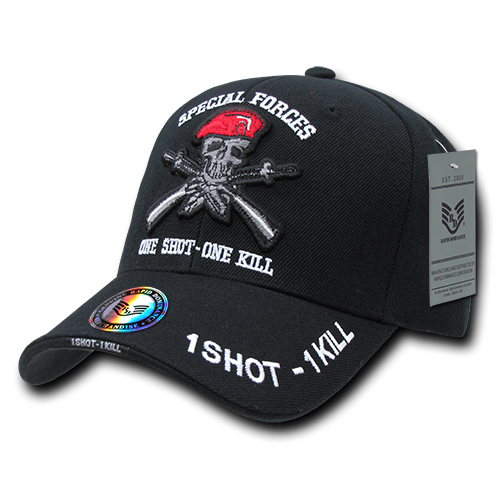 Deluxe Milit. Caps, 1 Shot 1 Kill, Black