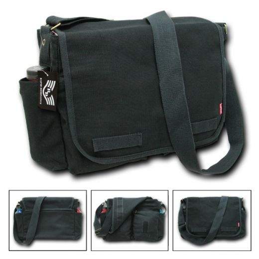 Classic Military Messenger Bag, Black