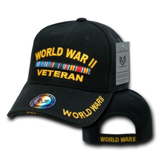 Deluxe Milit. Caps, Wwii Vet., Black
