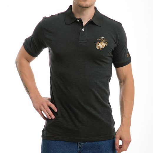 Military Polo Shirt, Marines, Black