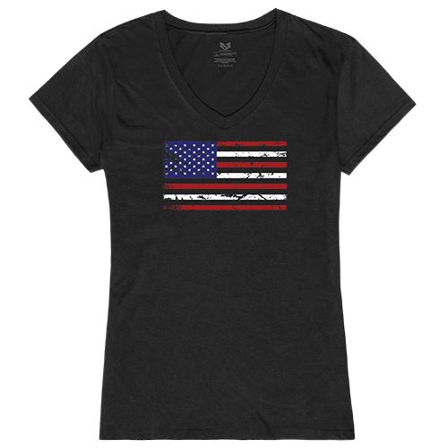 Graphic V-Neck, Us Flag, Black