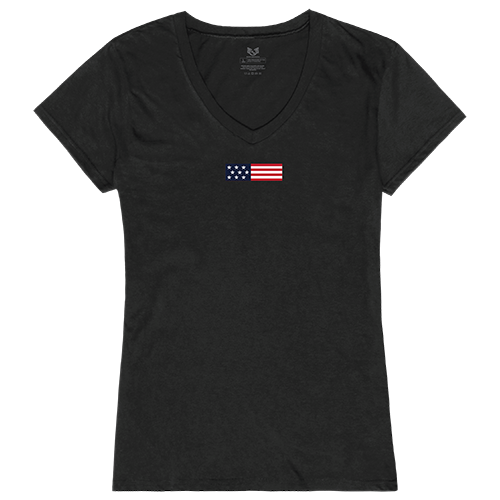 Graphic V-Neck, Us Flag 1, Black, l