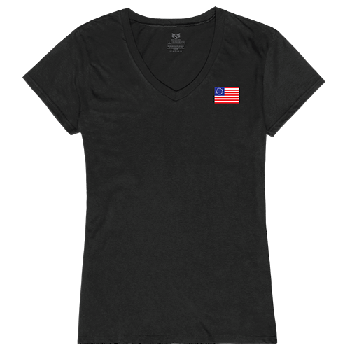Graphic V-Neck, Betsy Ross 1, Blk, 2x