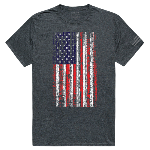 Tac. Graphic T, Distressed Flag, Hch, m Crew Neck Tees