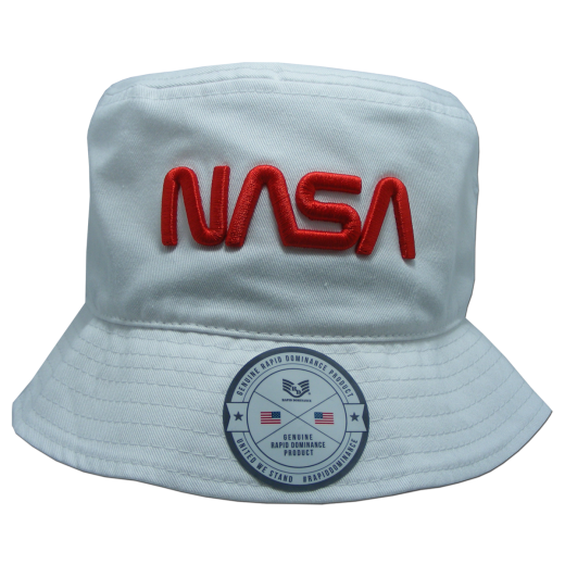 NASA Relaxed Bucket Hat, Worm, White, L/XL