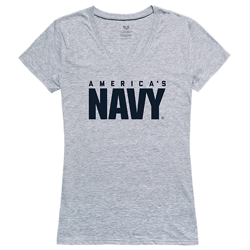Graphic V-Neck US Navy T-Shirt - H. Grey, XL