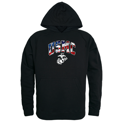 Graphic Pullover,Flag Letr, Usmc,Blk, 2x