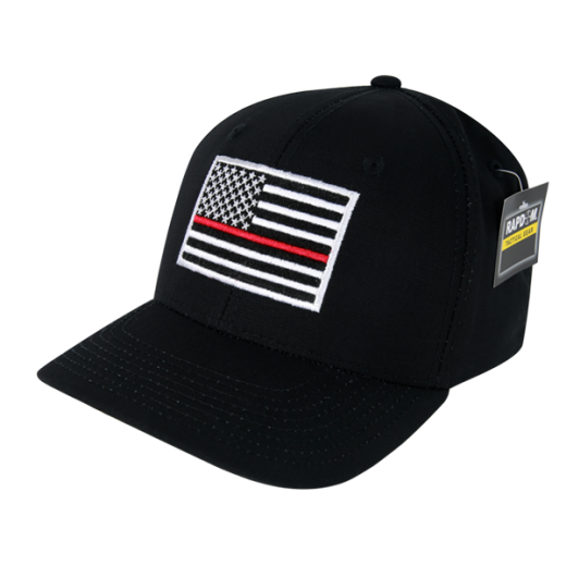 Emb. Ripstop Cap Thin Red Line Black