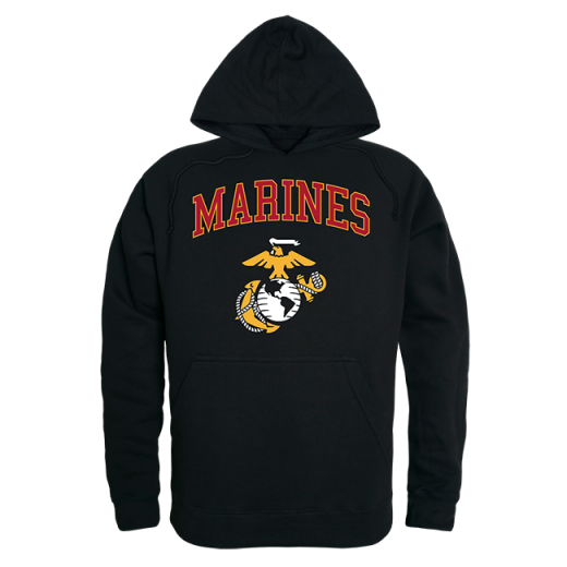 Pull Over Hoodie, Marines, Black by Rapid Dominance Corporation
