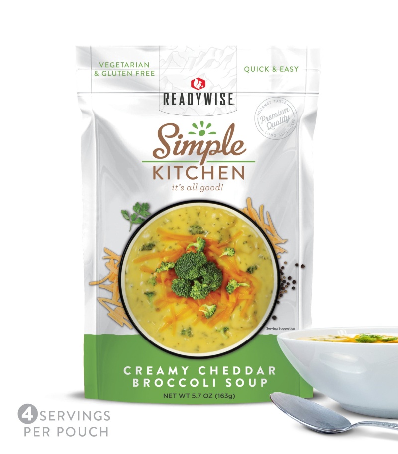 Simple Kitchen Creamy Cheddar Broccoli Soup - 24 Servings (Six Pouches, 4 Servings Per Pouch)